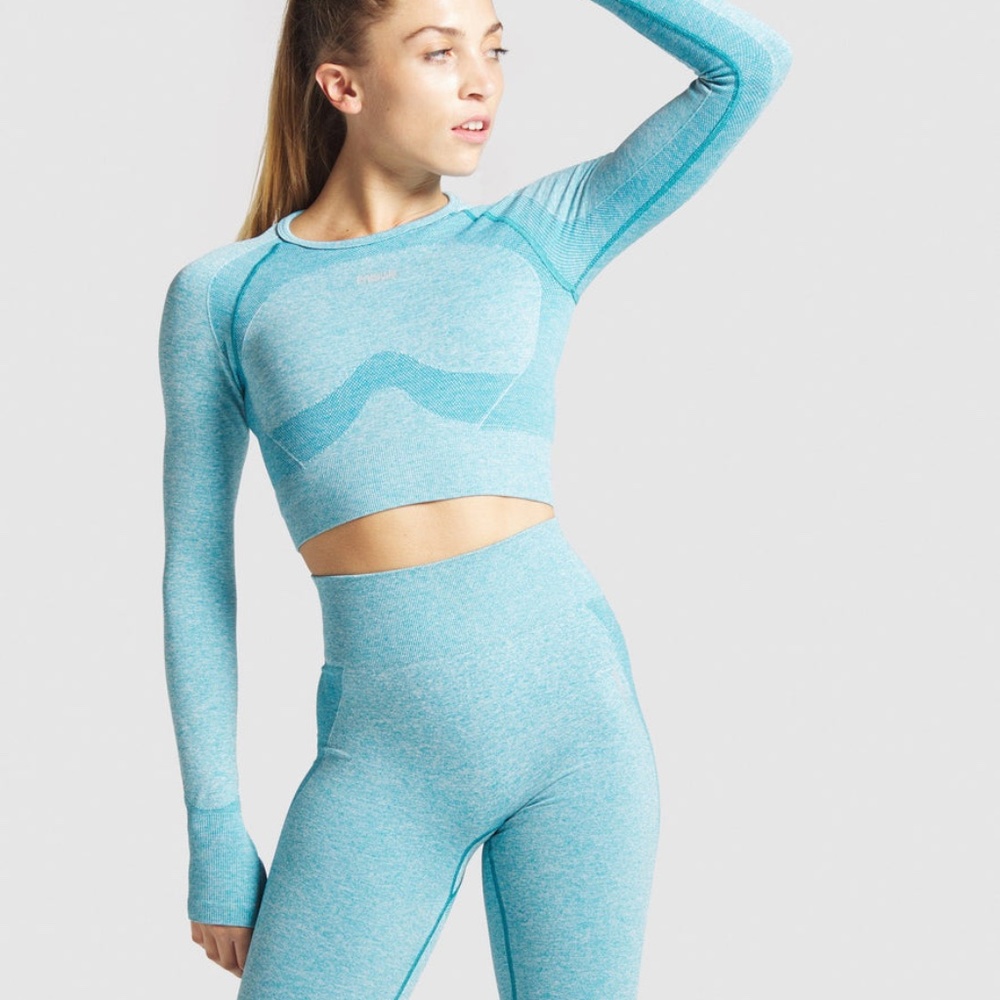 Gymshark Light Blue Seamless Long Sleeve Crop Top